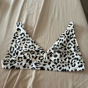 Aerie Black and White Animal Print Swim Top